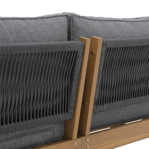 Ensemble de canapés d'angle en teck moderne pour l'extérieur, mobilier de salon de jardin, canapé modulaire pour patio avec table basse - Product Image 6