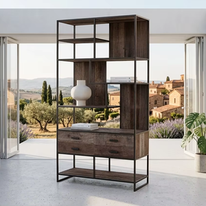 Wecandle Durable Eco-Friendly Metal <b>Bookcase</b> Premium Industrial Metal Frame Multi-Tier Display Rack Modern Open Shelving for - Product Image 2