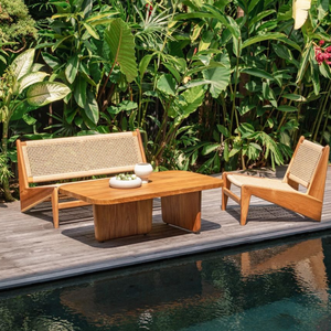 Minimalist Teak Wood Outdoor Seating Set - Product Image 1