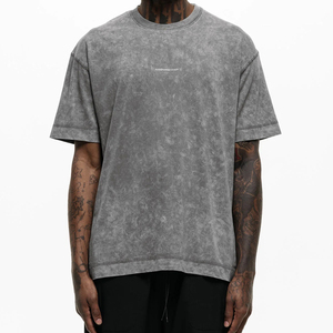เสื้อยืดโอเวอร์ไซส์ผู้ชาย ลายเรียบ แขนสั้น คอกลม ผ้าเจอร์ซีย์คอตตอน ระบายอากาศได้ดี น้ำหนัก 220 กรัม สไตล์สตรีท ทรงพอดีตัว - Product Image 1