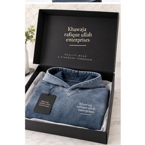 เสื้อฮู้ดดี้ผู้ชายทรงโอเวอร์ไซส์ผ้าฝ้ายฟอกยี่ห้อ Khawaja Rafique Ullah Enterprises พร้อมโลโก้ด้านหน้า สไตล์ลำลองสำหรับฤดูใบไม้ร่วง ราคาขายส่ง - Product Image 3