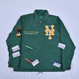 Green Men's <b>Waterproof</b> <b>Plus</b> <b>Size</b> Varsity <b>Jacket</b> Embroidered NY Logo Zipper Front Casual Woolen Winter Season <b>Jackets</b> OEM - Product Image 5