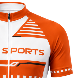 Maillot de cyclisme orange et blanc à manches courtes, fermeture éclair intégrale, respirant, séchage rapide, léger, pour vélo de route, performance, course, vêtements de sport - Product Image 4