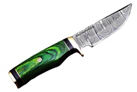Couteau de chasse Skinner de haute qualité en acier Damas de 8 pouces, à pointe tombante, manche en bois personnalisable OEM, clip en laiton