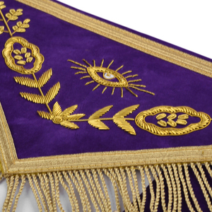 Grand Master Blue Lodge <b>Apron</b> - Purple Velvet Gold Bullion Master Mason <b>Leather</b> <b>Apron</b> Gold Fringe Silver Embroidery Velvet Line - Product Image 6