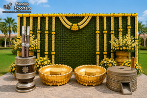 Accessoires de luxe pour la cérémonie Haldi pour les mariages d'Inde du Sud, Urli idéal pour la cérémonie Haldi avant le mariage pour les événements tamiliens, Californie - Product Image 4