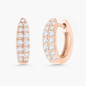 Lab Grown Diamond Hoop <b>Earrings</b> Pave Set Small Everyday <b>Piercing</b> Jewelry Huggie Clasp 10kt 14K 18K Solid Real Gold Factory Price - Product Image 3