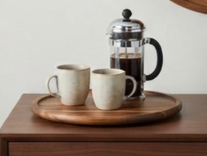 Plateau tournant rond en bois de qualité supérieure, fait main, pour le rangement des ustensiles de cuisine, élégant accessoire pour la maison - Product Image 3