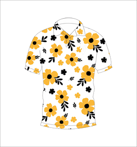 Polo à imprimé floral blanc et jaune pour hommes, chemise de golf décontractée à manches courtes, mode été - Product Image 4