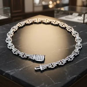 สร้อยคอคิวบันเพชรแล็บสำหรับผู้ชาย D'VINS JEWELS ทอง 14k เพชรสีขาวคุณภาพเยี่ยม เจียระไนอย่างดี สี E ได้รับการรับรองจาก IGI หรูหราสำหรับทุกวัน - Product Image 5