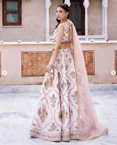 Ensemble de sari formel en soie brodée rose avec dupatta en filet, tenue de mariage indienne traditionnelle pour femmes - Product Image 4