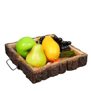 Plateau en bois massif à bords naturels avec poignée métallique, planche de service en écorce d'arbre naturelle pour la présentation des aliments et la décoration de table - Product Image 2