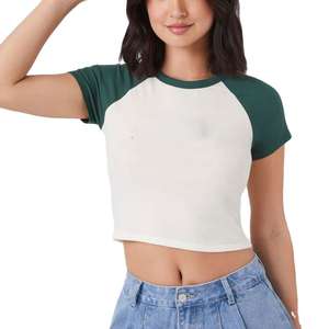 Camiseta de Verano para Mujer, Estilo Urbano, Vintage, Lavada, Corta, de Alta Calidad, Personalizada, de Algodón - Product Image 2