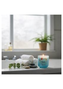 Beautiful Handcrafted <b>Candle</b> Jar Soft Blue Finish Hand Painted Floral Heart Design Customized Fragrance <b>Long</b> Thanksgiving - Product Image 1