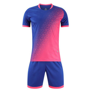 ชุดเสื้อและกางเกงขาสั้นฟุตบอลอเมริกันสำหรับผู้ชาย สีฟ้าชมพูไล่เฉด พิมพ์ลายแบบ Sublimation ระบายเหงื่อได้ดี เหมาะสำหรับทุกฤดูกาล - Product Image 1