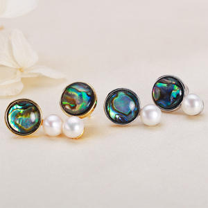 ต่างหูมุกน้ำจืดแท้สำหรับผู้หญิง จูจี้ ประดับมุกอะบาโลนธรรมชาติ ชุบทองแดงเคลือบทองหลากสี ทันสมัย - Product Image 1