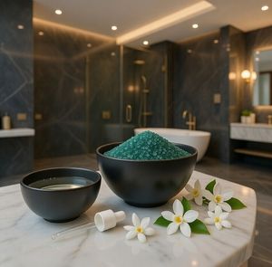 เกลืออาบน้ำหินหิมาลัยธรรมชาติ & น้ำแช่สปาแบบแกะสลักที่เป็นมิตรต่อสิ่งแวดล้อม พร้อมน้ำมันหอมระเหยบริสุทธิ์เพื่อผ่อนคลายร่างกายและจิตใจ - Product Image 1