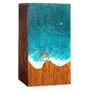 Customized Ocean Wave Memorial Urn | Handmade Wooden Resin Urn for Ashes | Personalized Keepsake for Adults & Pets by AYAANS - Product Image 1