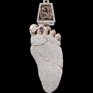 Colgante de Cristal Chapado en Oro Rosa con Diseño de Pies, Joyería Temática Linda para Mujer, Regalo - Product Image 1