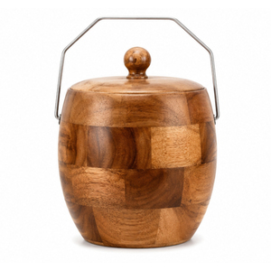 Cubo de Hielo de Madera de Acacia y Mango Hecho a Mano con Tapa, Enfriador de Vino de Acero Inoxidable de Doble Pared Aislado, Barril con Logotipo Personalizado - Product Image 1