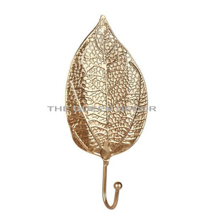 Increíble diseño en forma de hoja, color dorado, metal decorativo, colgador de pared para almacenamiento, uso en dormitorio u oficina, a precio competitivo. - Product Image 1