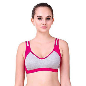 Sujetador deportivo sin aros de alto soporte para mujer, gris y rosa, con copas acolchadas extraíbles, elástico en cuatro direcciones, transpirable y ligero para correr - Product Image 4