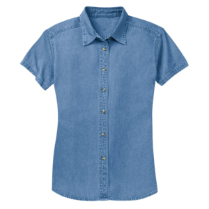 Camisa de Mezclilla de Manga Corta para Mujer, Calidad Premium, con Botones al Frente, Lavado Azul Medio, Estilo Casual de Verano, Corte Regular - Product Image 5