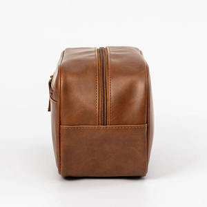 Sac de toilette de luxe en cuir PU pour hommes, trousse de rasage et de maquillage de voyage personnalisée en gros - Product Image 6