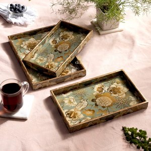 <b>Rustic</b> <b>Wooden</b> Serving Tray with Handles Decorative Ottoman Tray for Tea, Coffee, and Farmhouse Home Decor - Product Image 5