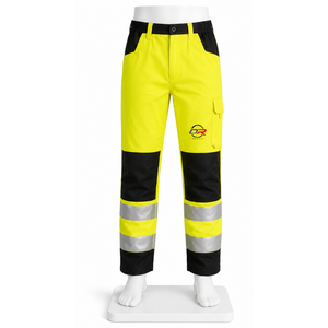 Pantalon de travail unisexe bleu marine haute visibilité respirant et réfléchissant, bandes jaunes, plusieurs poches, coupe classique, résistant à l'eau - Product Image 5