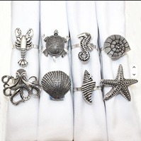 Anneaux et supports de serviettes en métal en forme d'étoile de mer, de conque, de hippocampe et d'abeille, écologiques, en stock pour les décorations de table de mariage et les hôtels
