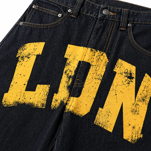 Pantalones Cortos de Mezclilla Gráficos para Hombre, Estilo Baggy, Ajuste Holgado, Largura hasta la Rodilla, Estampados, Estilo Urbano, Venta al por Mayor OEM - Product Image 6