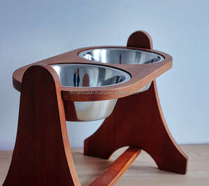 Cuenco doble de lujo para perros Corte menor Material MDF y PET Alimentador portátil para cachorros y perros Arco de agua y comida L - Product Image 4