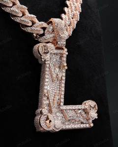 Divine Export IGI Certified Moissanite Alternative Lab CVD Cuban Link Sterling Silver 18K Gold Plated Custom <b>Name</b> Hip Hop <b>Chain</b> - Product Image 1