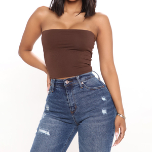 Haut court tube sexy sans bretelles style streetwear avec broderie et rivets pour femme - Camisole sportive courte pour yoga et fitness - Product Image 5