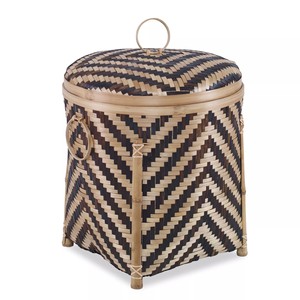 Cesta de bambú con tapa para organización del hogar, cestas tejidas para dormitorio, baño, ropa, mantas y almacenamiento. - Product Image 2