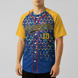 Maillots de baseball en polyester respirant pour hommes, en gros, OEM, avec rayures personnalisées et impression par sublimation - Product Image 1