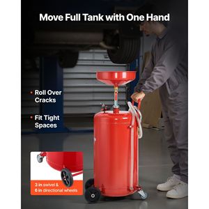 Dissolvitore d'olio portatile da 25 galloni ad aria compressa, serbatoio di scarico fluidi industriale con altezza imbuto regolabile, strumento per riparazioni auto - Product Image 4