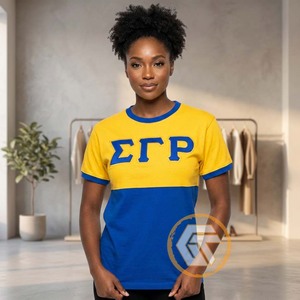เสื้อยืดลำลองสำหรับสตรี ชมรมนักศึกษา GREEK TREASURES Sigma Gamma Rho ผ้าฝ้าย 100% คอกลม ปักลาย ระบายอากาศได้ดี เหมาะสำหรับฤดูร้อน ขายส่ง - Product Image 4
