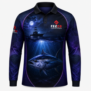 เสื้อโปโลตกปลาผู้ชายแบบสั่งทำพิเศษ ปกคอปกติดกระดุม แขนยาว UPF 50 ระบายอากาศได้ดี แฟชั่นพิมพ์ลาย แห้งเร็ว - Product Image 1