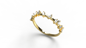 Anillo de Diamantes Baguette de Oro de 18K, Banda de Eternidad Alternante con Diamantes Dispersos, Anillo de Boda Apilable Tipo Confeti, Joyería Fina para Mujer - Product Image 2