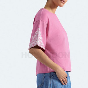 Camiseta de Mujer con Bordado Personalizado, Algodón Premium, Estilo Casual Urbano, Último Diseño, Camiseta de Verano - Product Image 3
