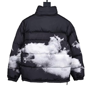 Custom Winter Warm Bubble Puff <b>Jacket</b> Jacquard Zip Funnel Neck Women Tapestry Puffer <b>Jacket</b> Canvas Fabric Casual Puffer Women - Product Image 2