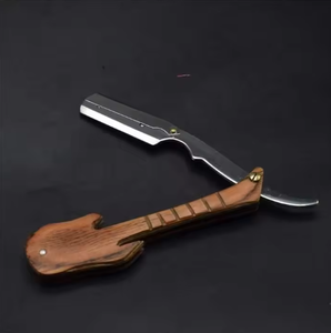 Rasoir de barbier professionnel vintage en acier inoxydable pour la coupe de la barbe, rasoir à lame unique personnalisé avec manche en bois, vente en gros - Product Image 1
