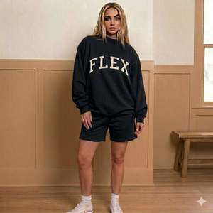 Ensemble court classique chaud d'hiver pour femme, col montant, en polaire épaisse, deux pièces, tenue confortable pour la saison froide, vêtements d'intérieur - Product Image 1