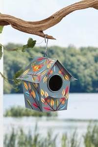 บ้านนกตกแต่งลายดอกไม้แบบทาสี สำหรับประดับสวนกลางแจ้ง สไตล์ดั้งเดิม - Product Image 5