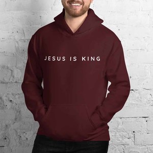 Sudadera con Capucha Personalizada 'Jesus Is King', para Hombre, Mujer y Jóvenes, de Algodón y Felpa, con Bordado de Letras en Chenilla, Estilo Universitario - Product Image 6