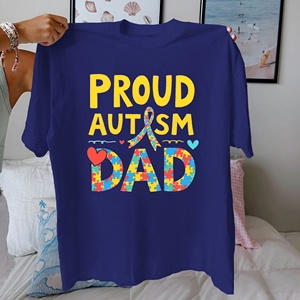 PROUD AUTISM DAD design pur coton Tshirt femme confort fit - Product Image 5