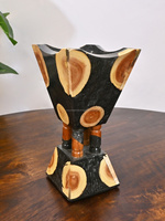 Fabriqué à la main en bois naturel résine époxy Bakhoor brûleur en forme de charbon de bois traditionnel cône résine encens bois de santal