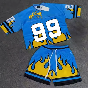 Ensemble short et veste coupe-vent d'été en nylon et polyester, patchwork, design personnalisé, respirant, confortable, style streetwear - Product Image 2